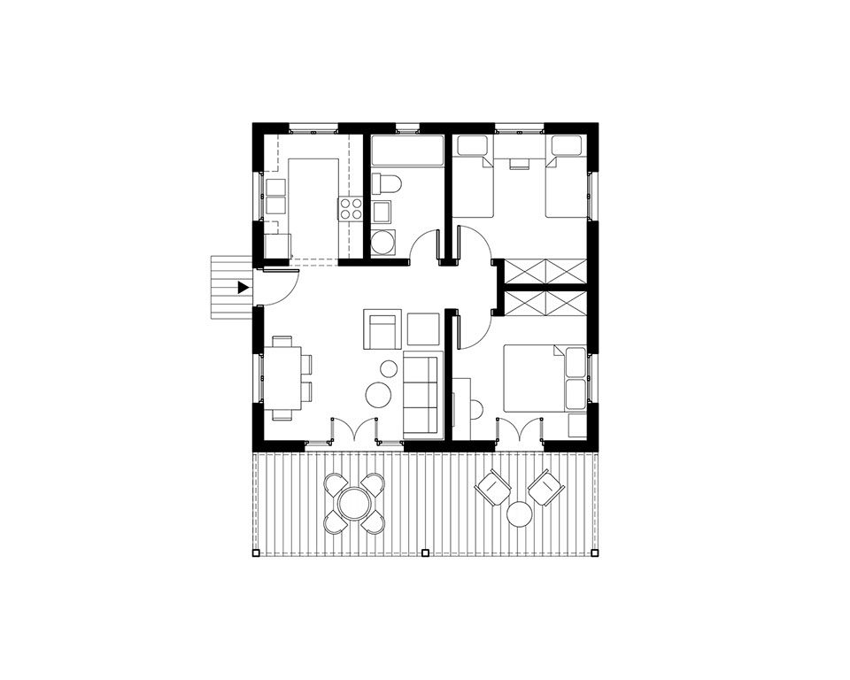 Prefabricated House 64 sqm, Architectural Design, Floor