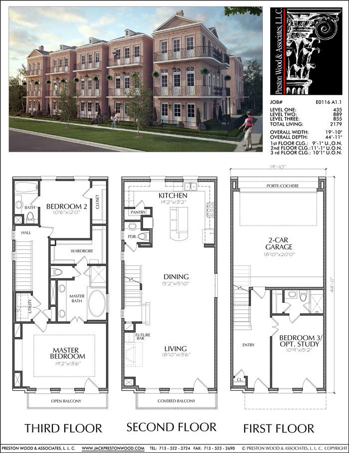 Three Story Townhouse Plan E0116 A1.1 Town house floor
