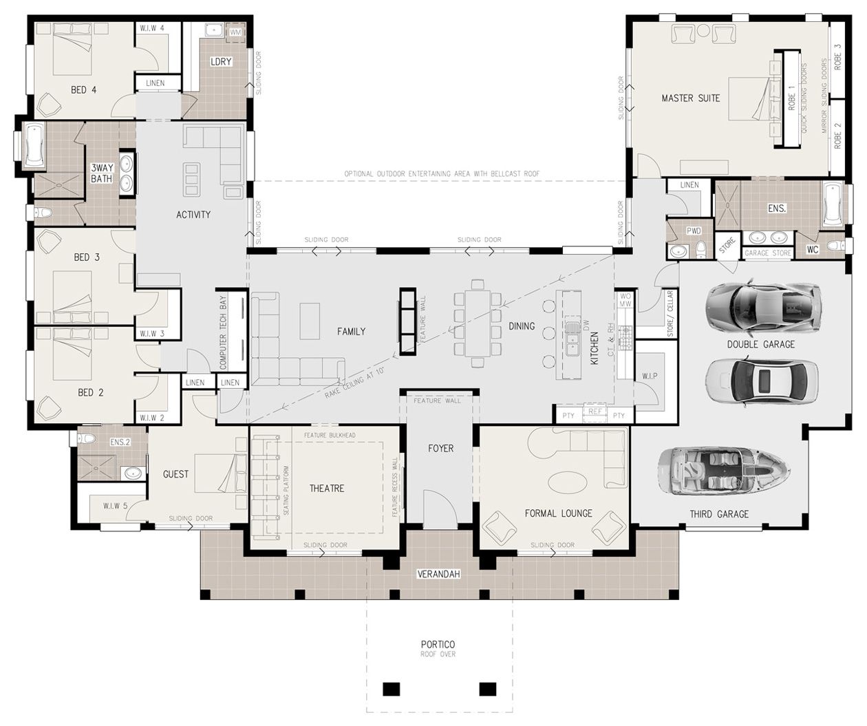 Floor Plan Friday Ushaped 5 bedroom family home New