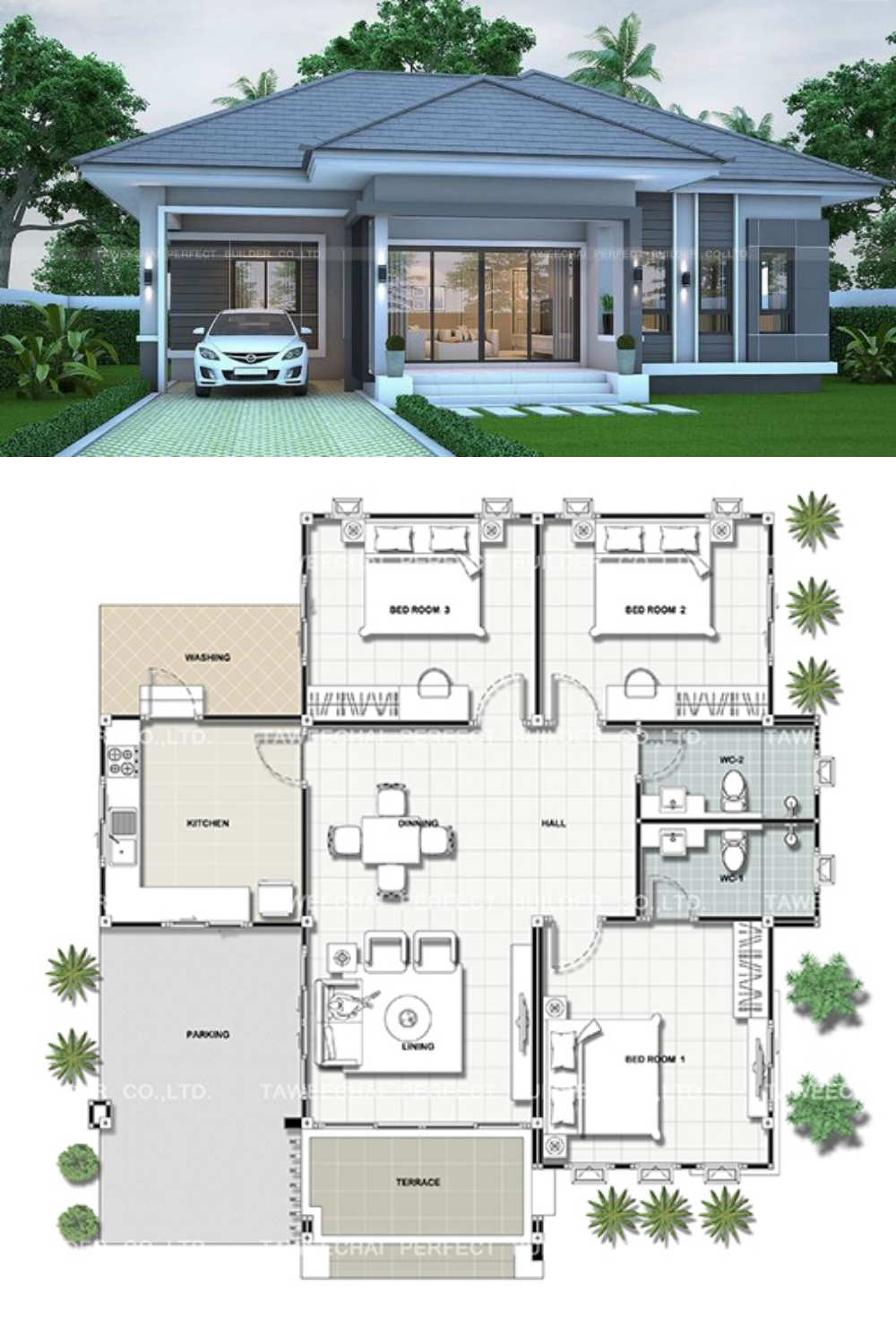 That Gray Bungalow with Three Bedrooms Pinoy ePlans
