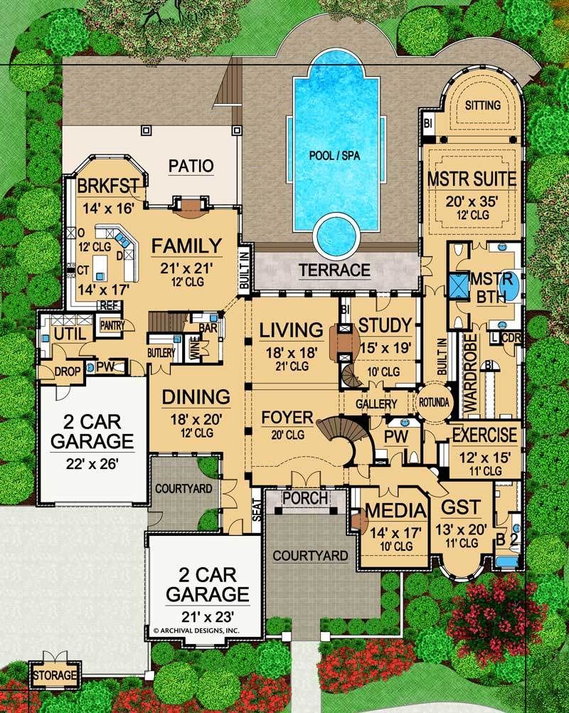 Royal Birkdale House Plan Mansion floor plan, Luxury