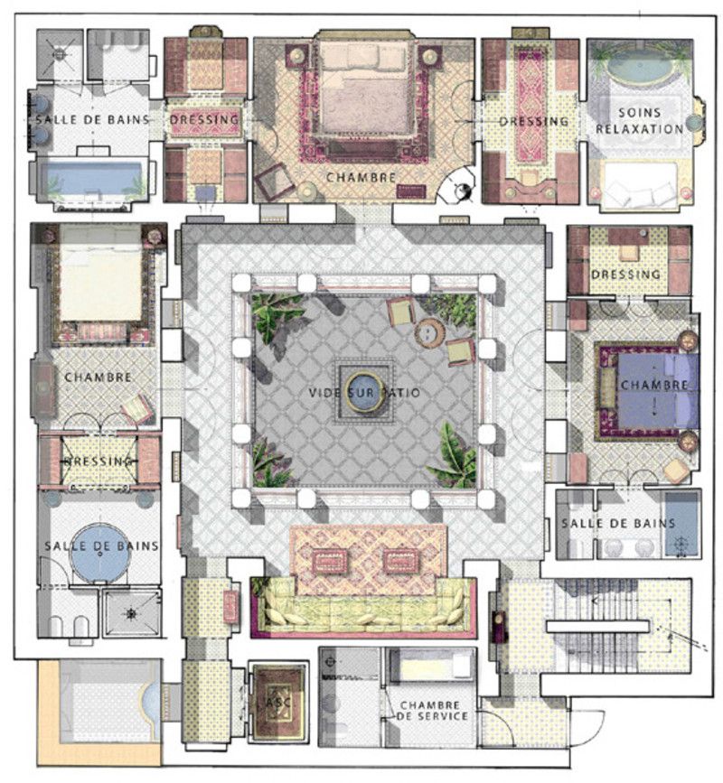 Prestige Riad Riad floor plan, Courtyard house