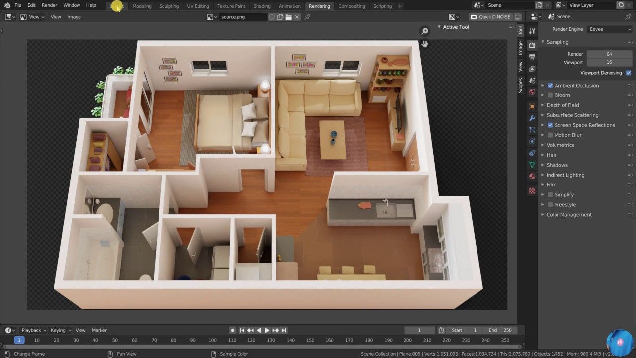 How to make 3d floor plan in Blender Best method