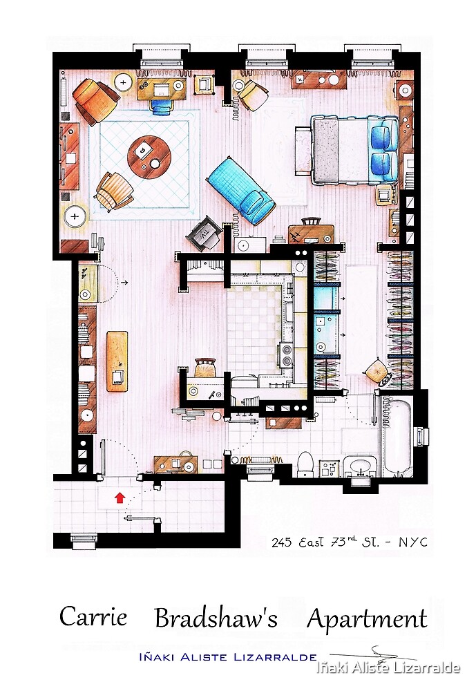 "Carrie Bradshaw's Apartment Floorplan v.2" by Iñaki