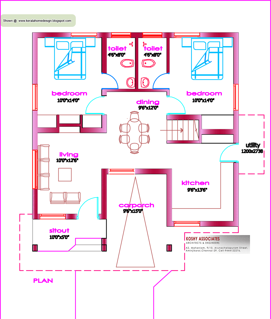 Single Floor House Plan 1000 Sq. Ft. home appliance