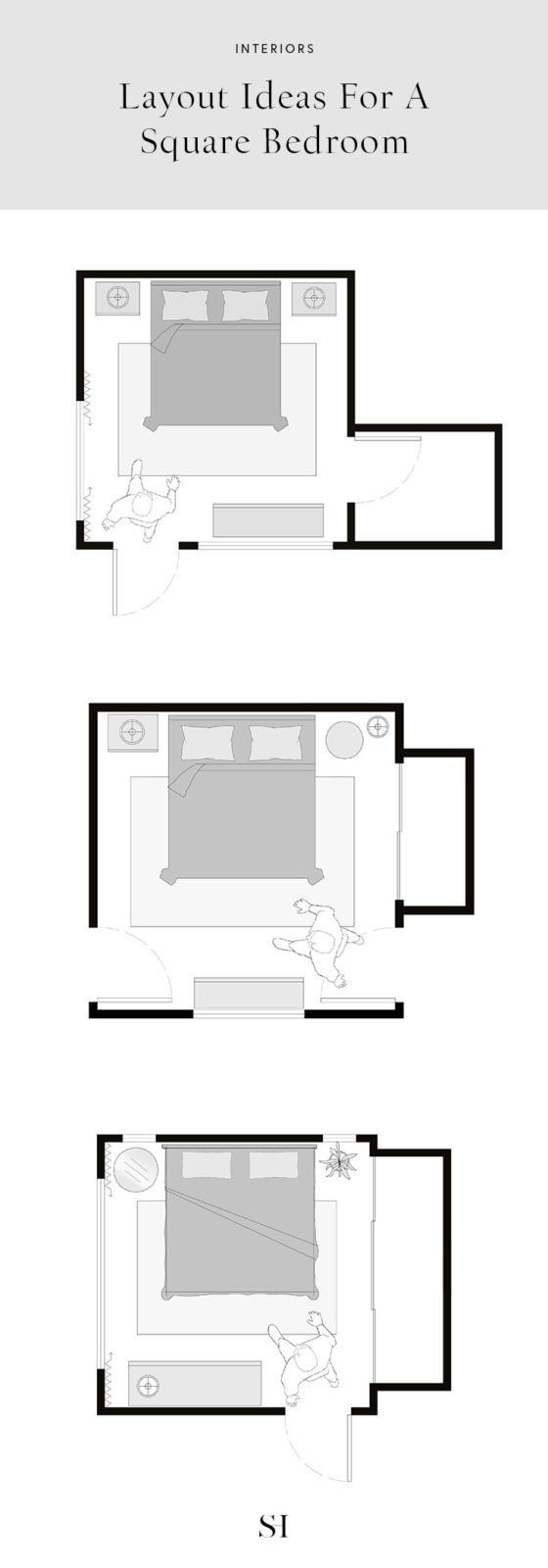 5 Layout Ideas for a 12 x 12 Square Bedroom (w/ Floor
