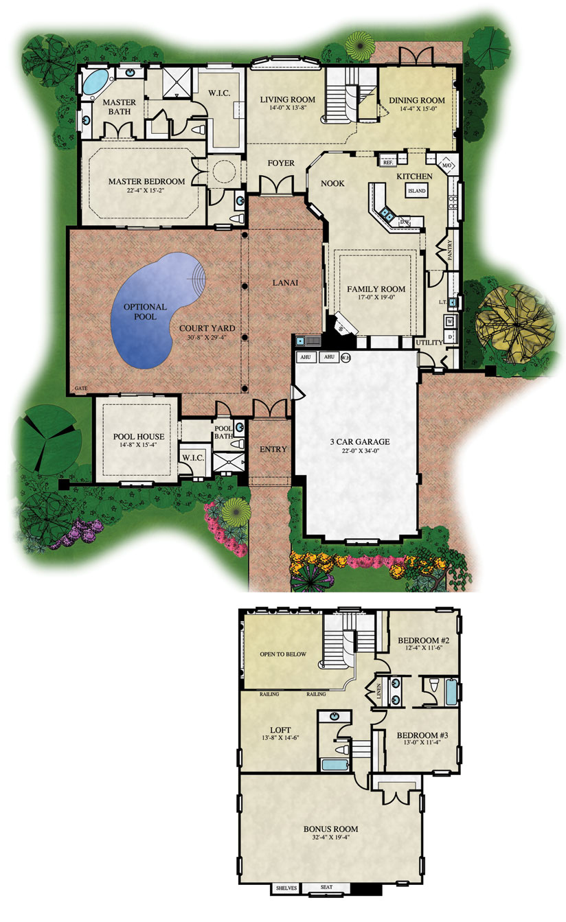 Floor Plan with Courtyard Floor Plans with Central