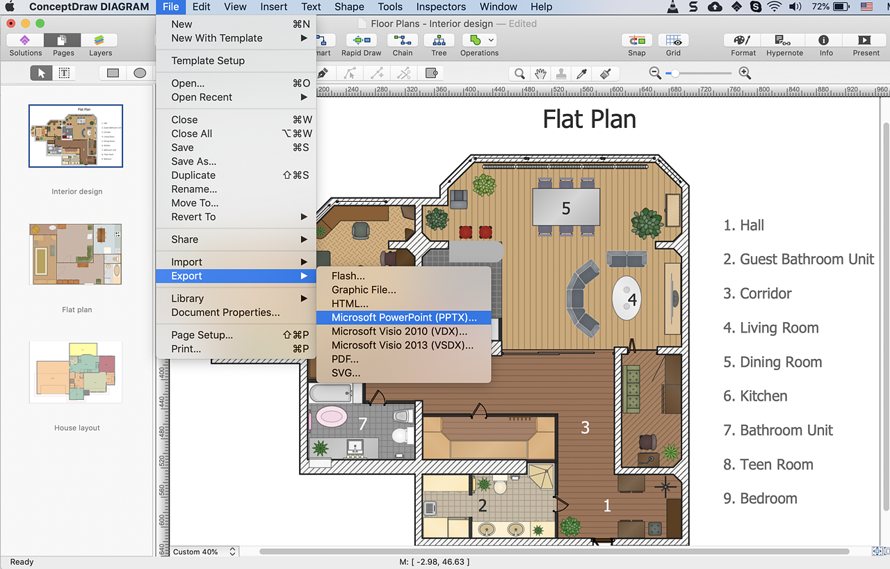 PowerPoint Presentation of a Floor Plan ConceptDraw HelpDesk