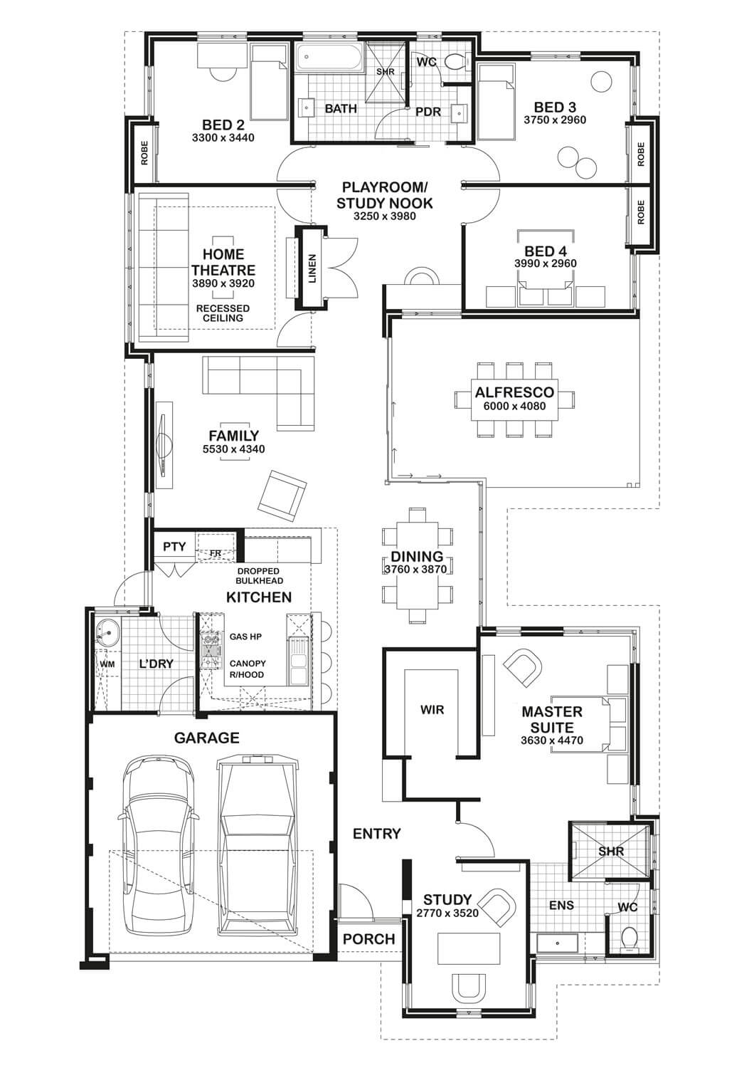 Floor Plan Friday Study, home theatre & open play area