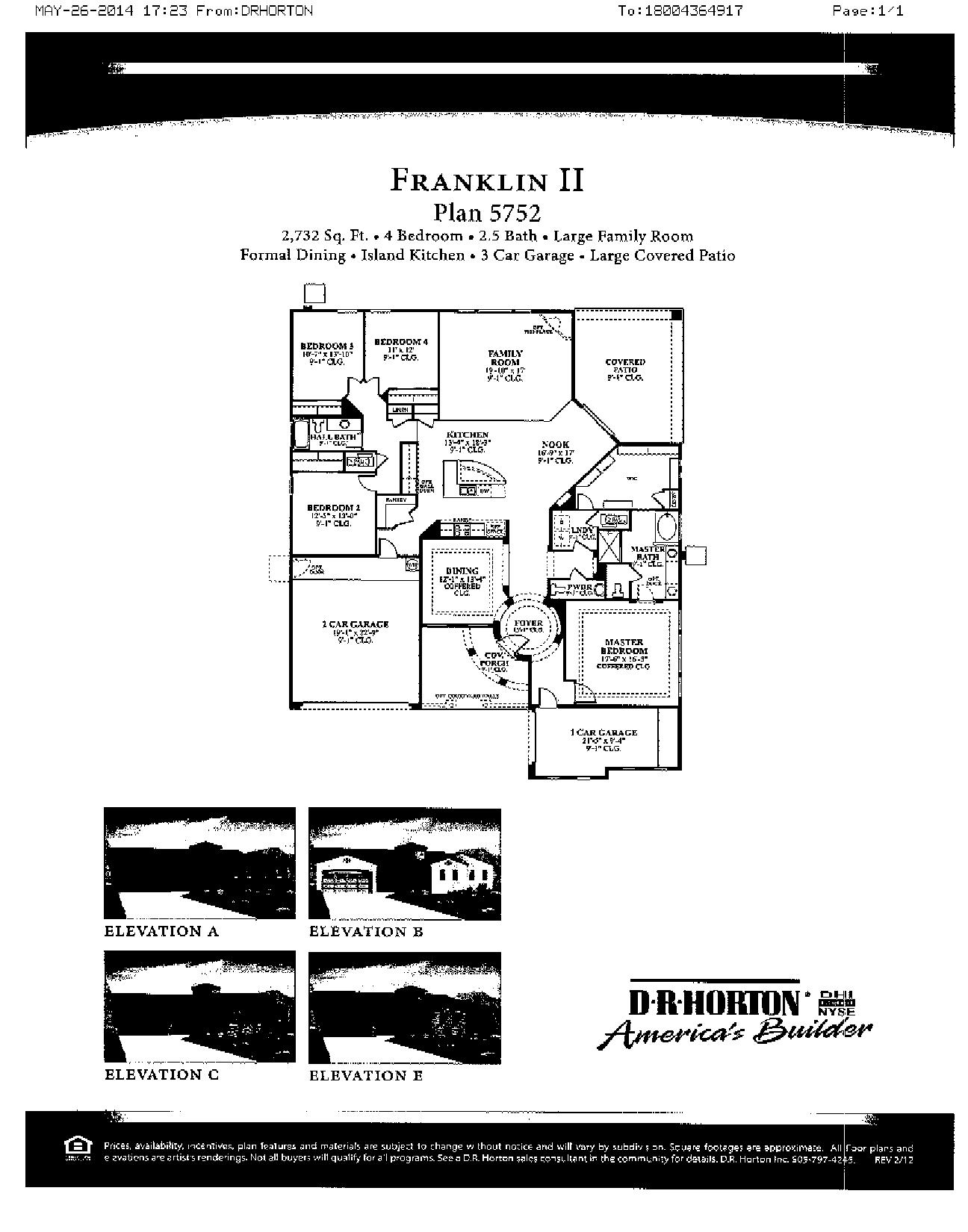 DR Horton Franklin II Floor Plan