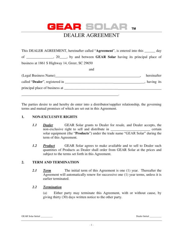 Dealership Agreement