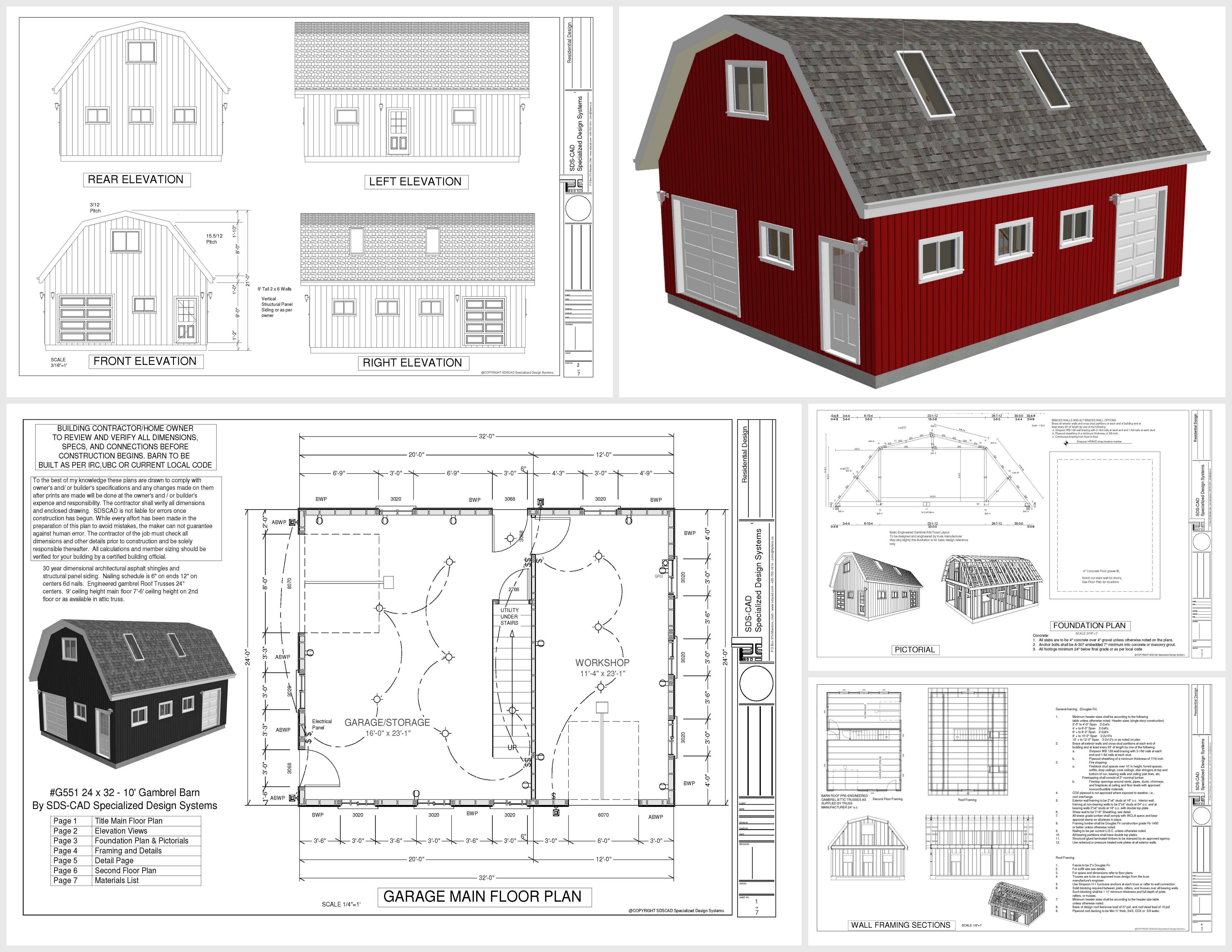 Gambrel Barn Sds Plans House Plans 152501