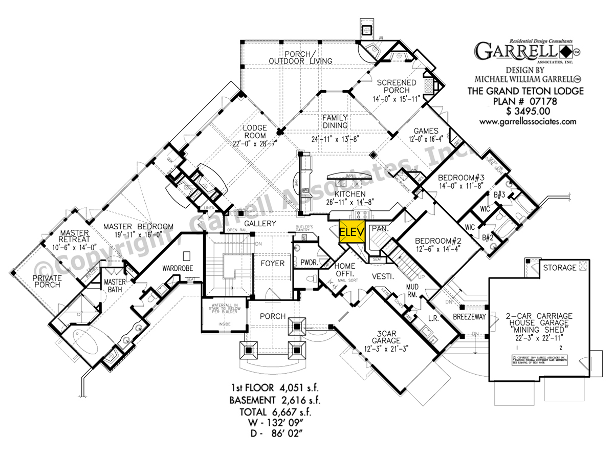 Grand Teton Lodge House Plan 07178 Garrell Associates, Inc.