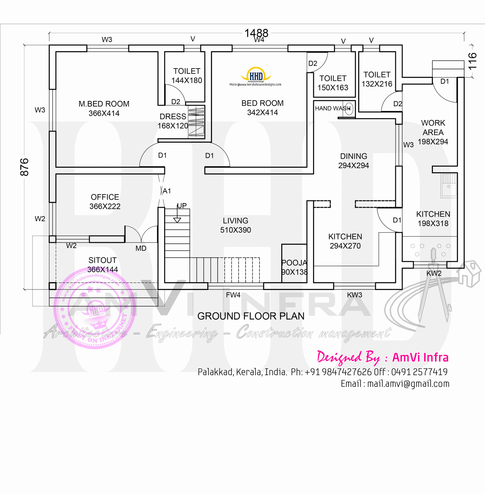 Floor plan and elevation of modern house Kerala home