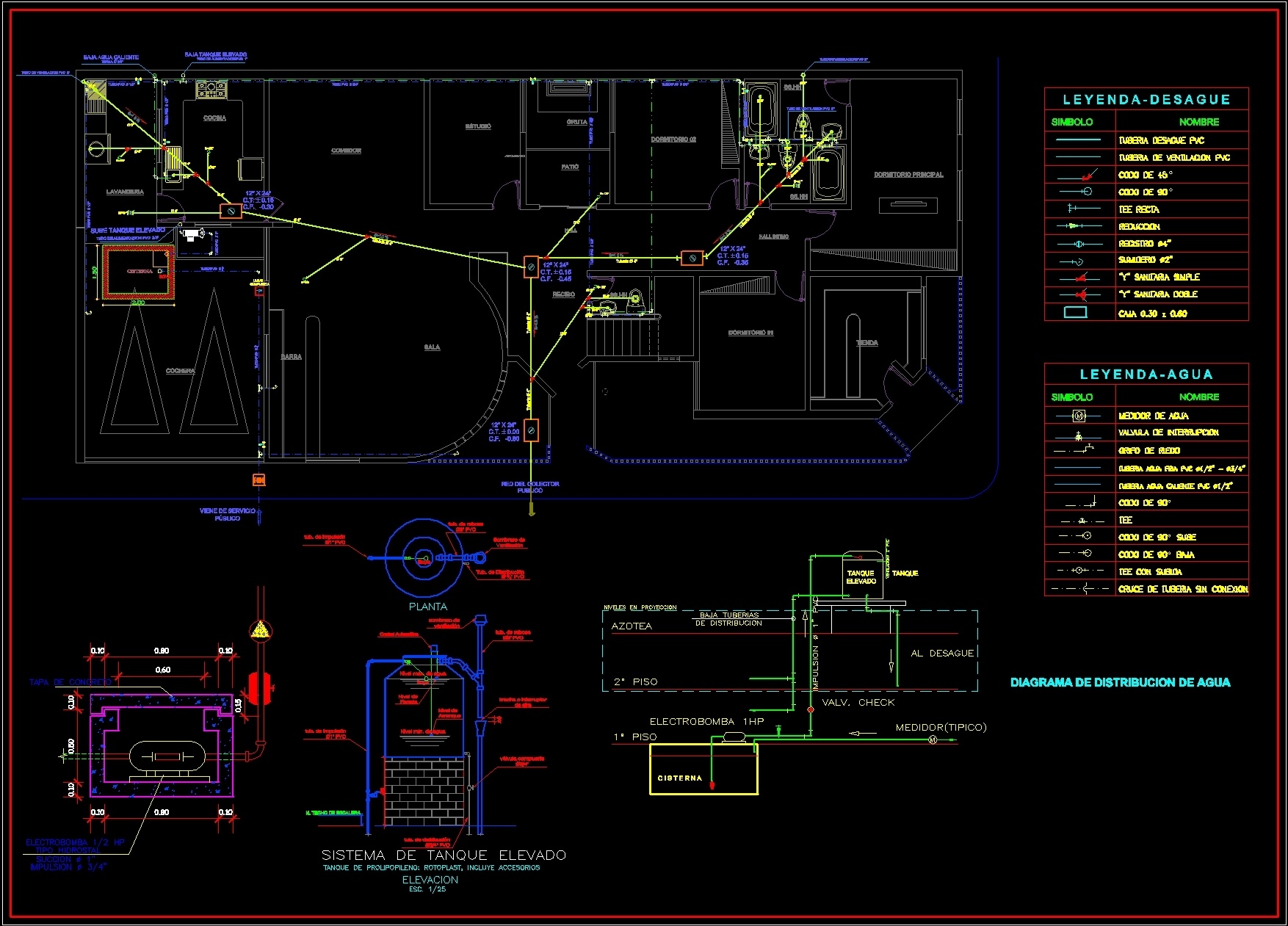 House 1 Floor Electrical And Sanitary DWG Plan for