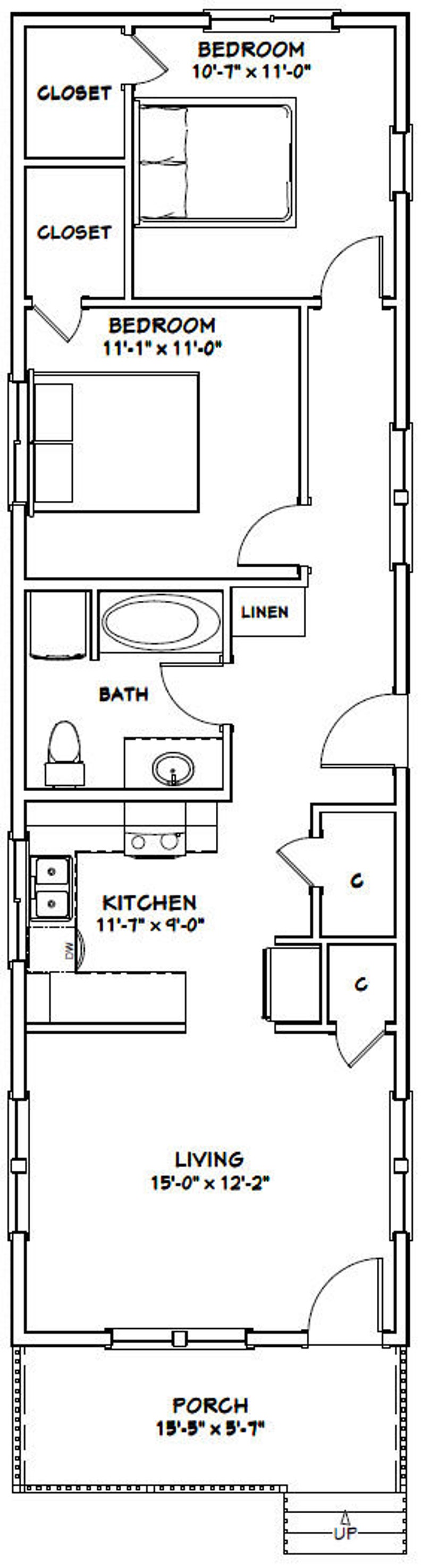 16x54 House 2Bedroom 1Bath 864 sq ft PDF Floor Plan Etsy