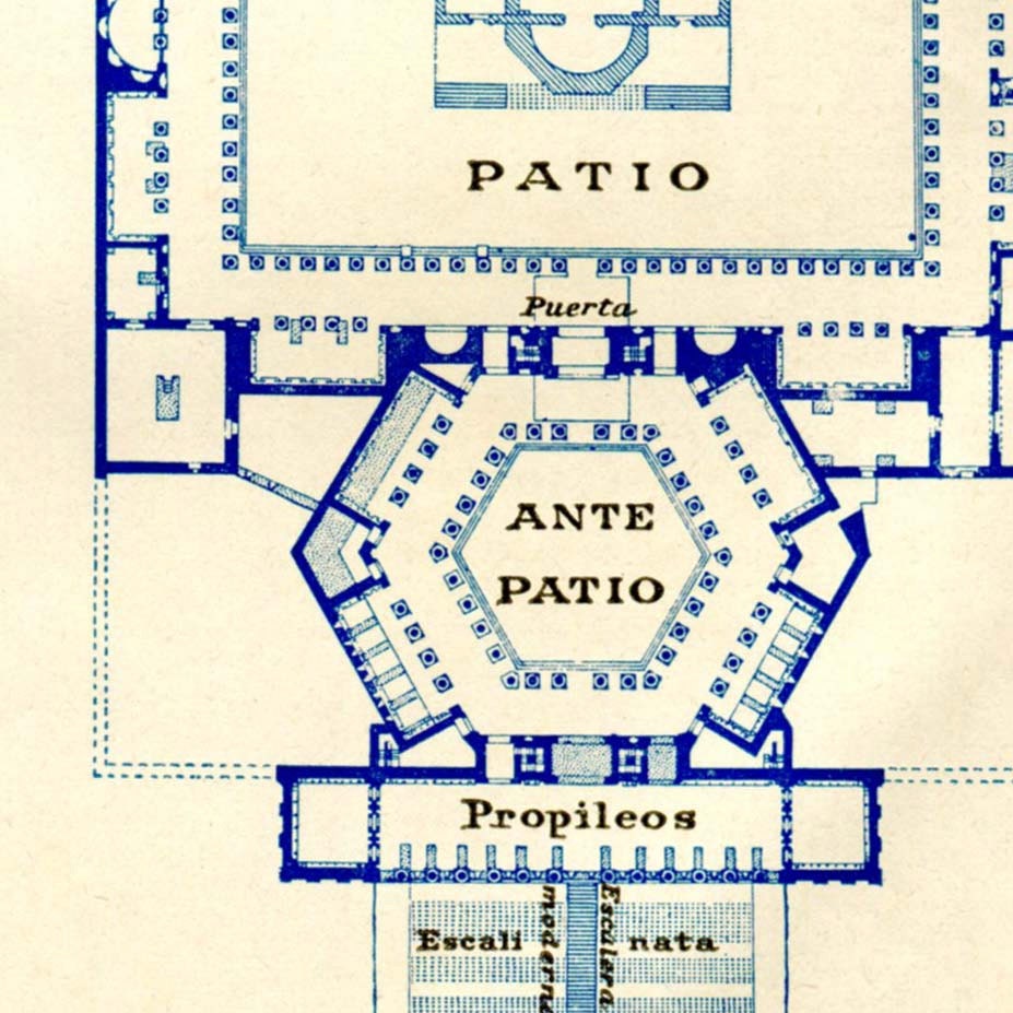 Baalbek Acropolis Floor Plan 1920s Vintage Print History Roman