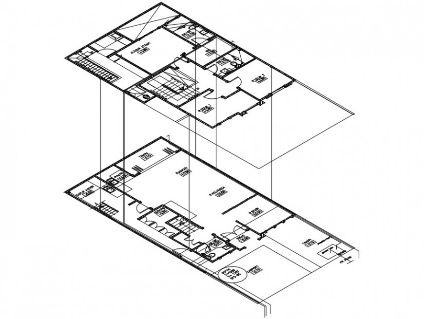 Isometric floor distribution layout plan drawing details
