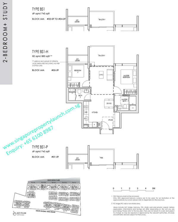 kent ridge hill residences floor plan 2 bedroom + study