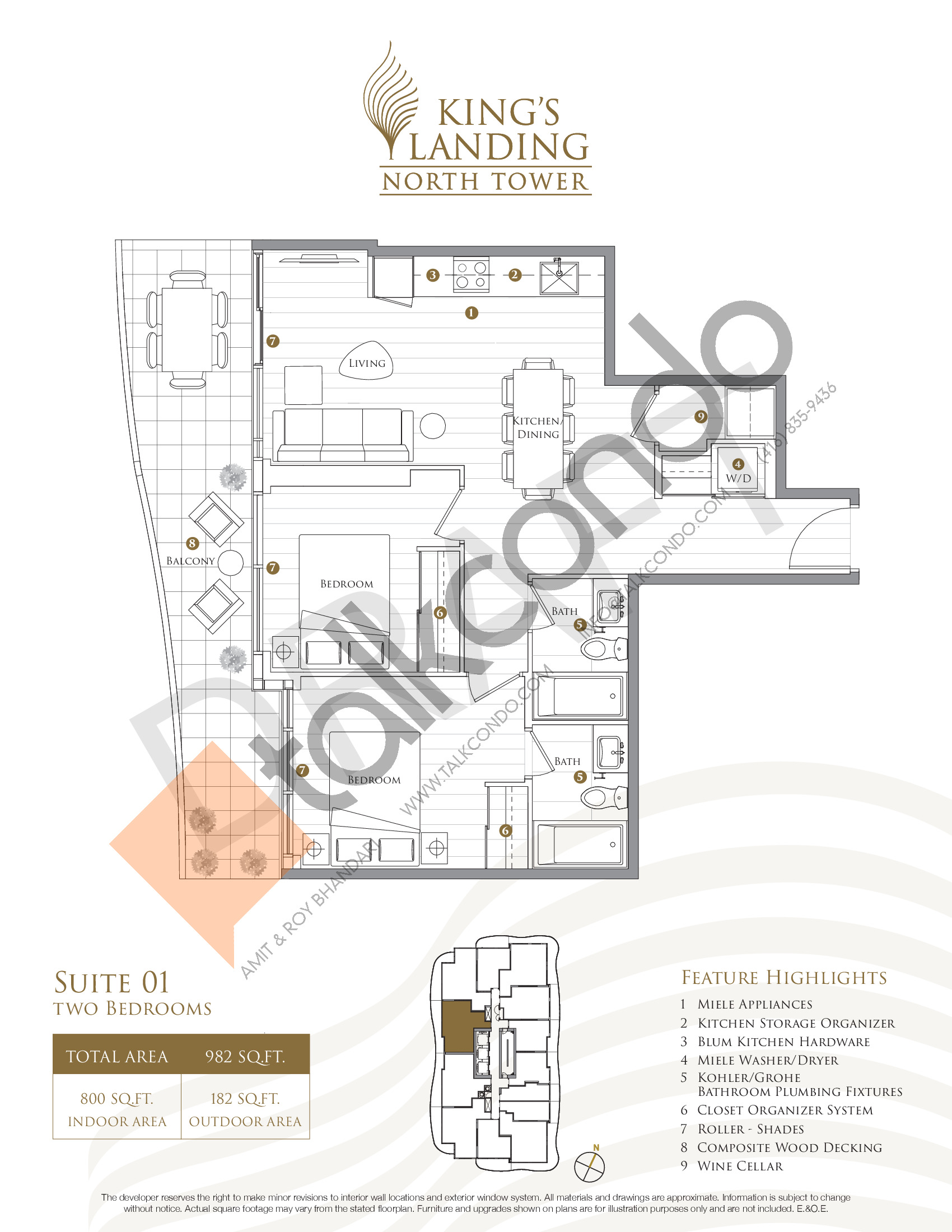 King's Landing Phase 2 Condos Suite 01 800 sq.ft. 2