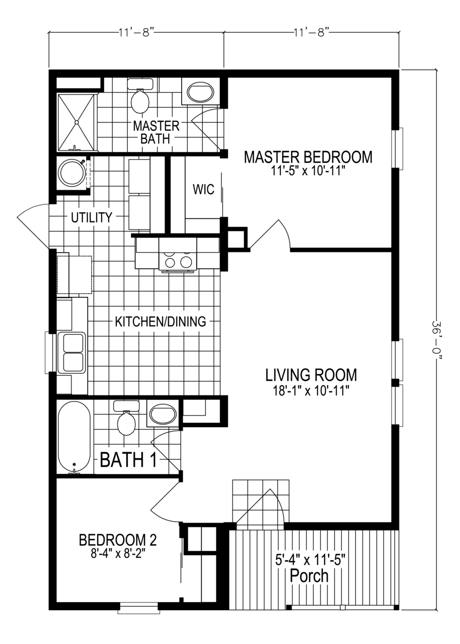 View Sunflower floor plan for a 779 Sq Ft Palm Harbor