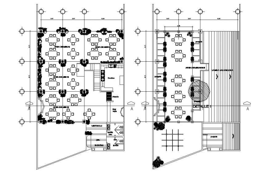 Local two story restaurant floor plan distribution cad