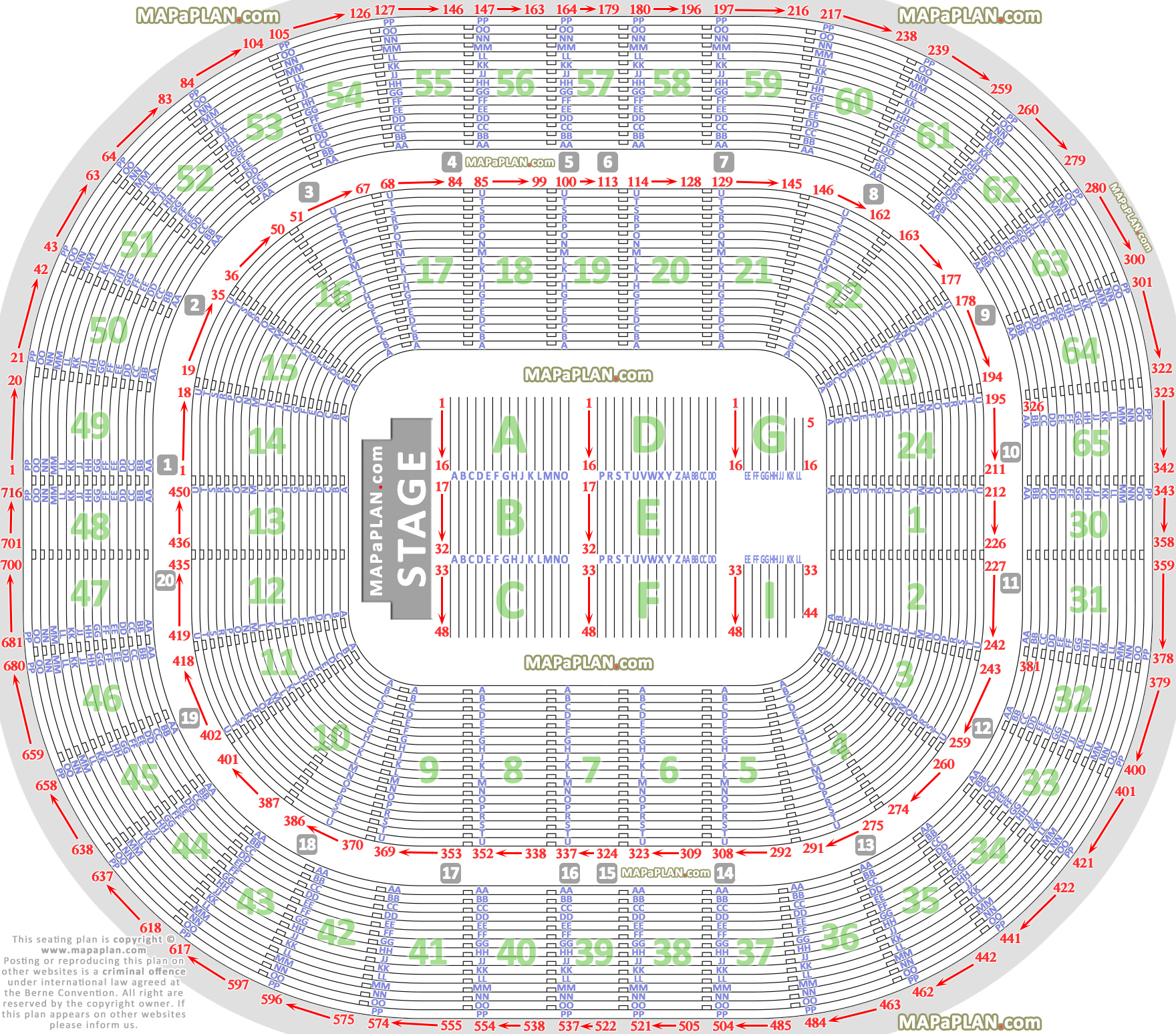 Melbourne Rod Laver Arena Detailed seat & row numbers