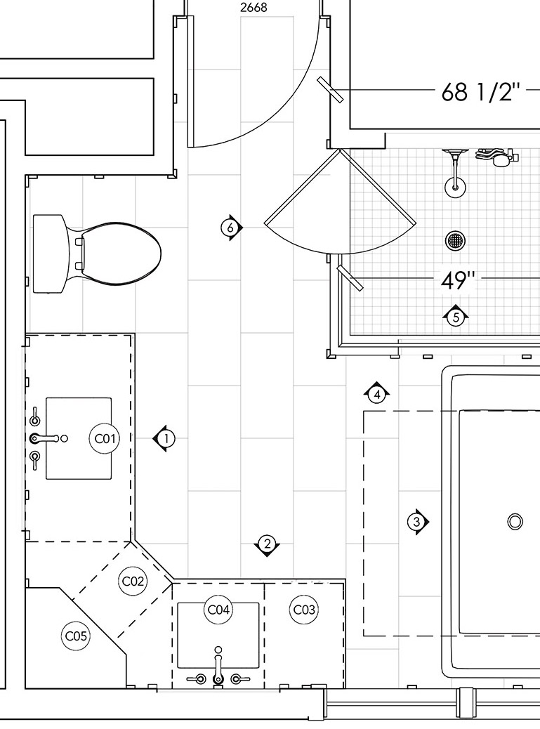 Masculine Modern Farmhouse Bathroom Floor Plan • Interior