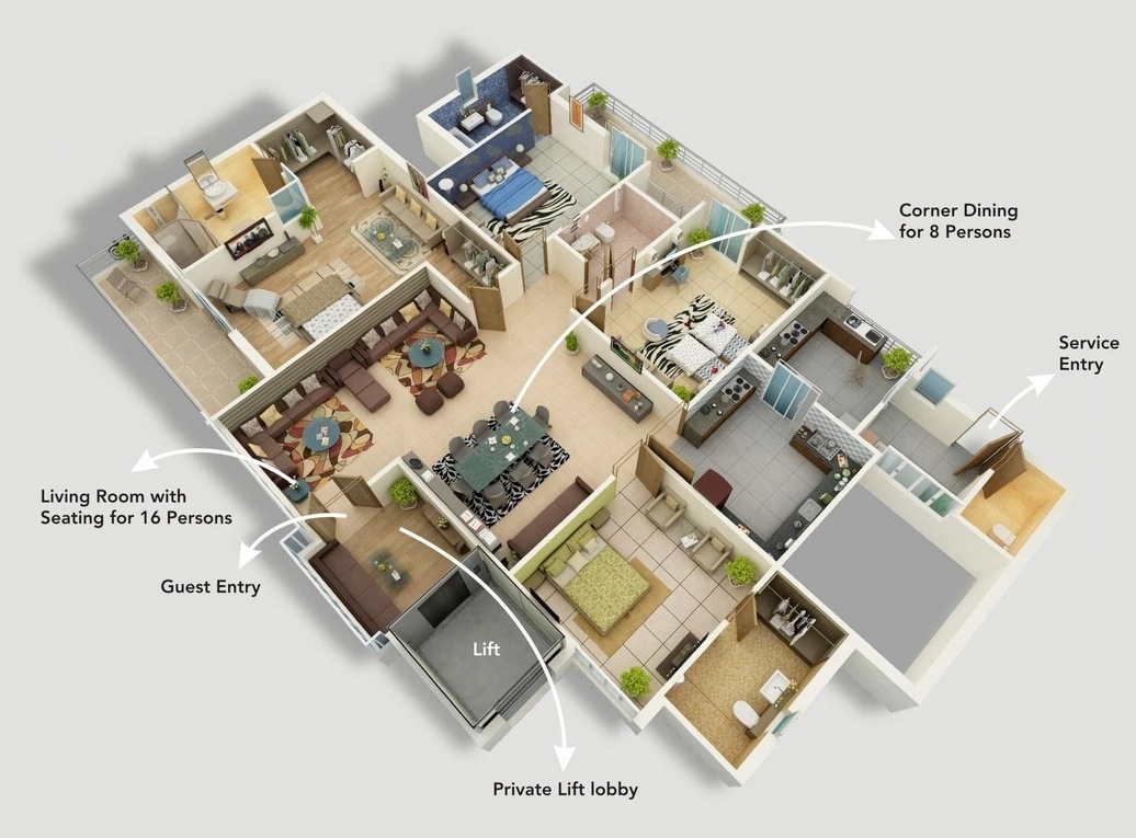 4 Bedroom Apartment/House Plans