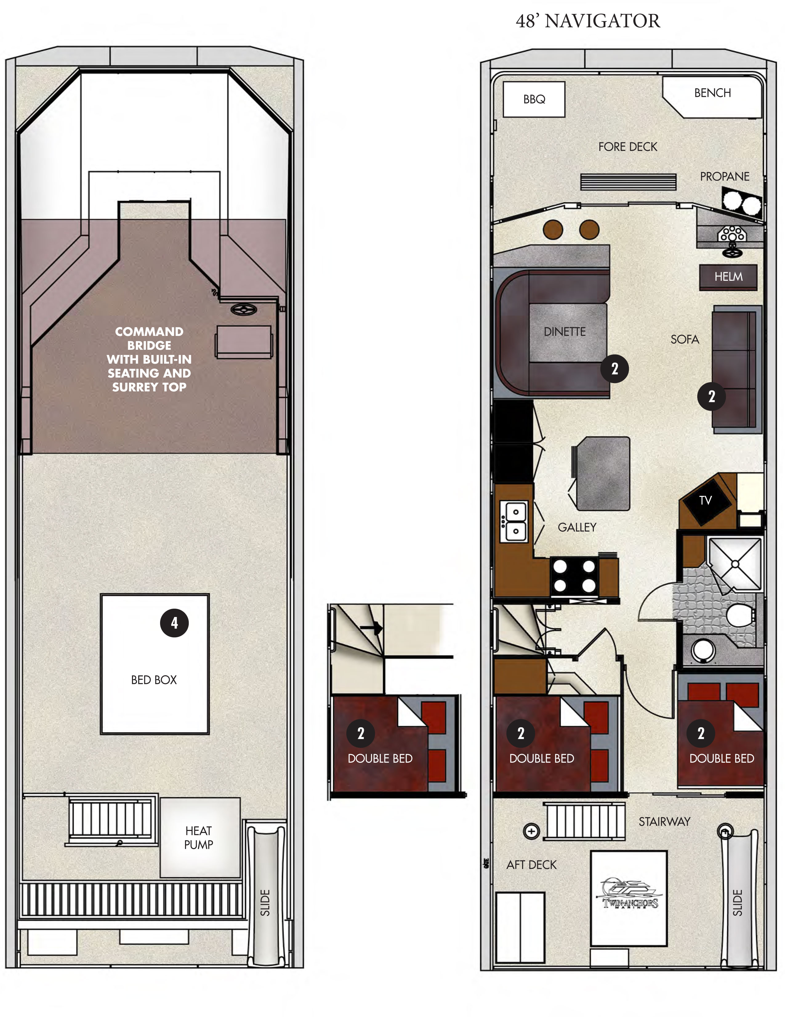 Floor Plan 48ft Navigator Houseboat Lake Powell