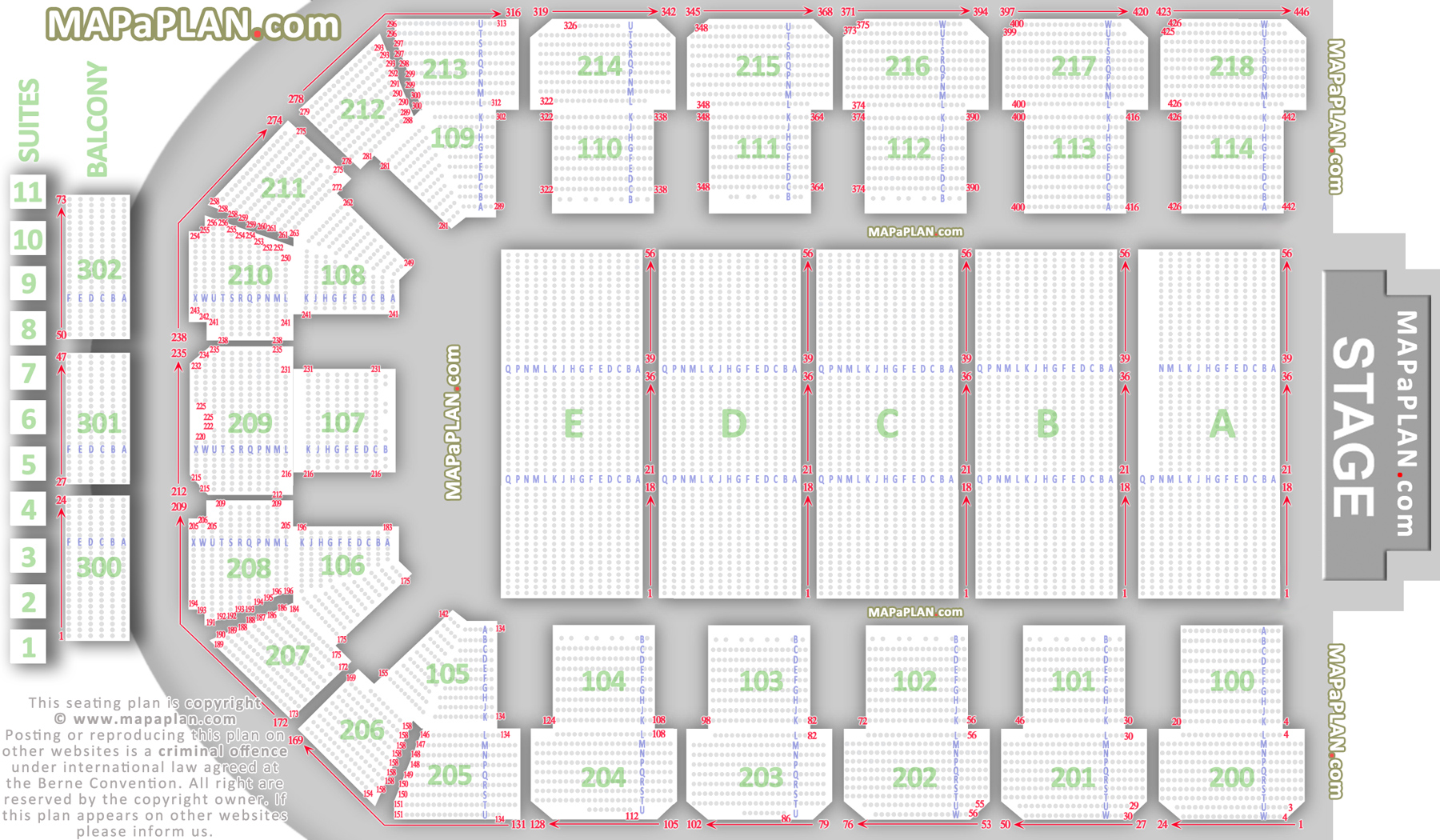Newcastle Metro Radio Arena Detailed seat numbers & row