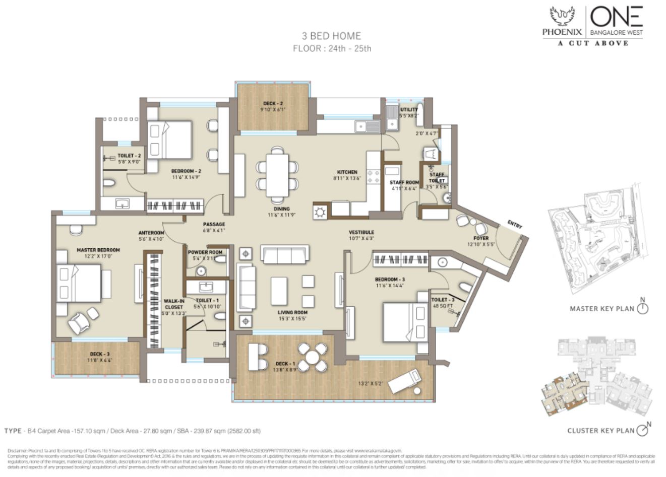 Phoenix One Bangalore West Floor Plans 3 & 4 Bedroom