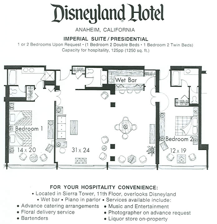 Disneyland Hotel Presidential Suite floorplan
