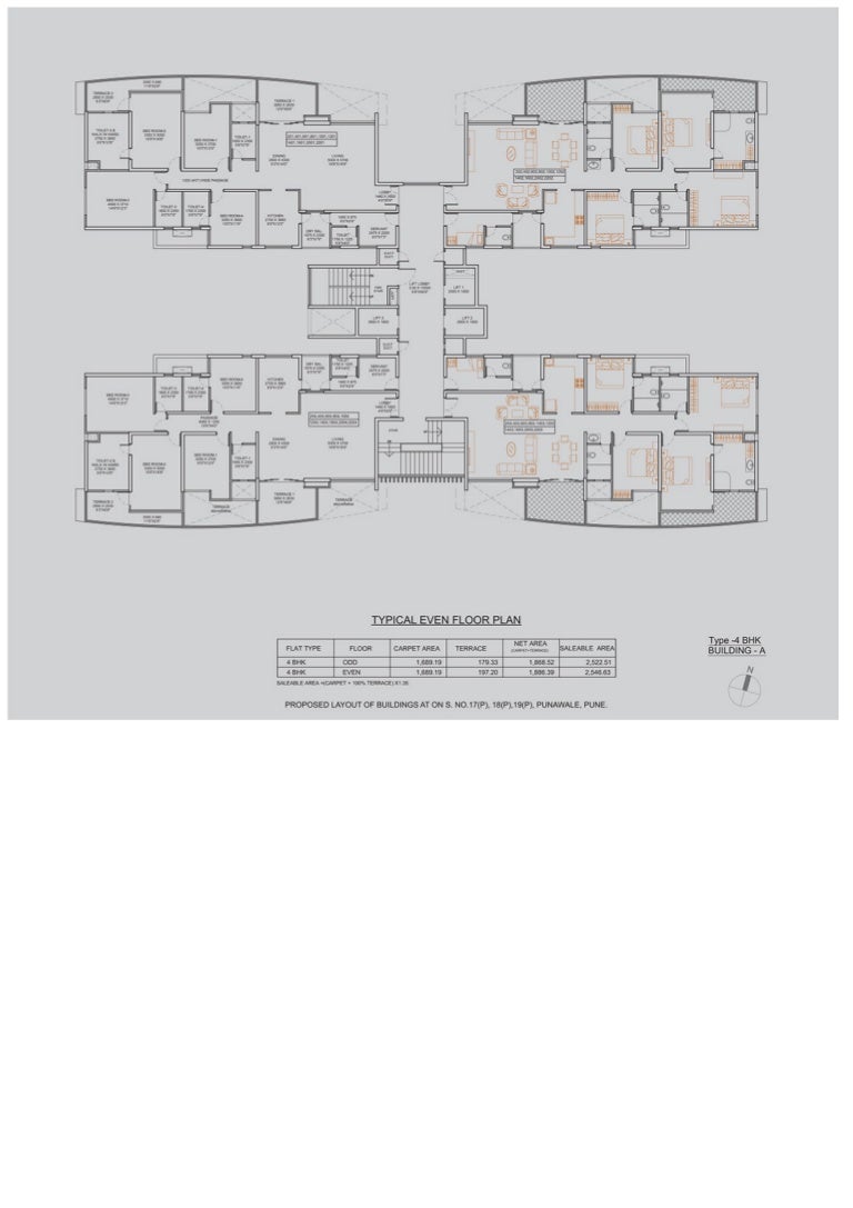 Puneville Floor Plan for Premium 4 BHK Luxury Flat