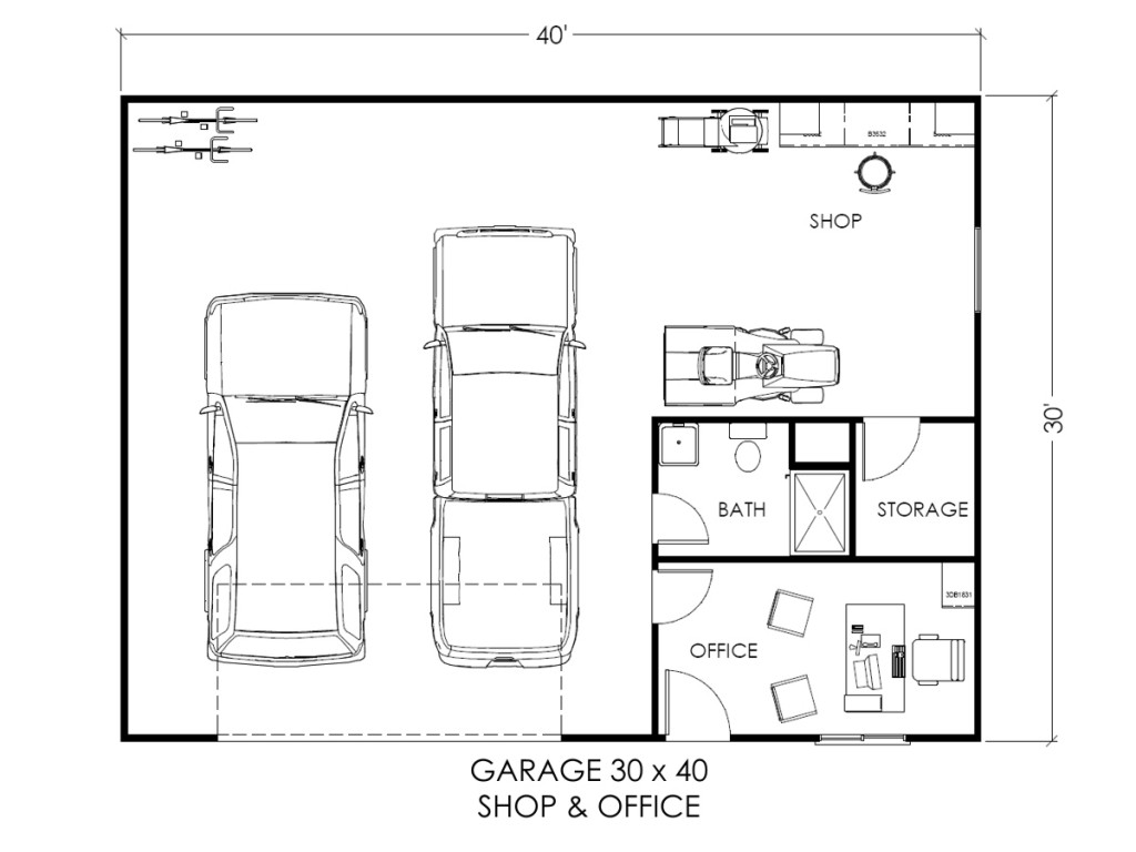 Garage w/office and workspace True Built Home