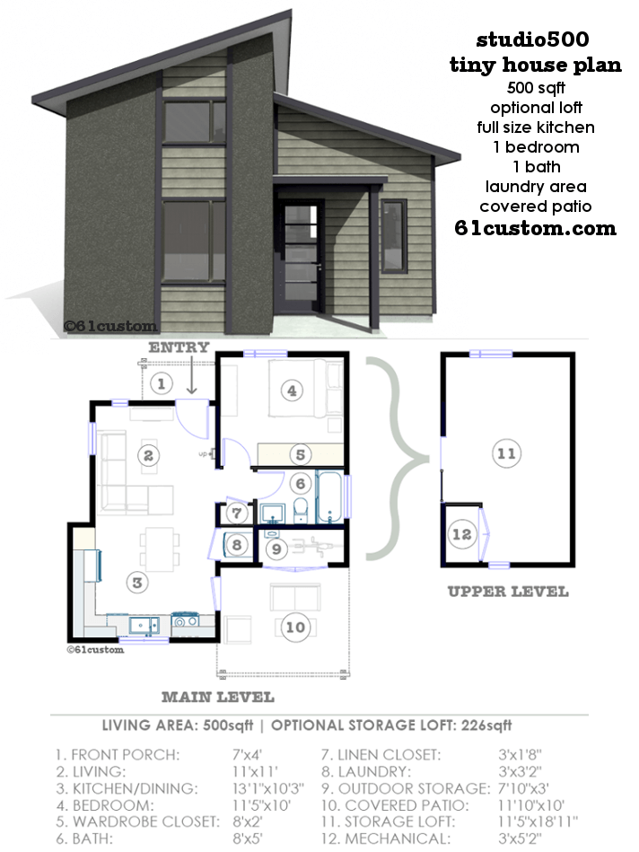 studio500 modern tiny house plan 61custom