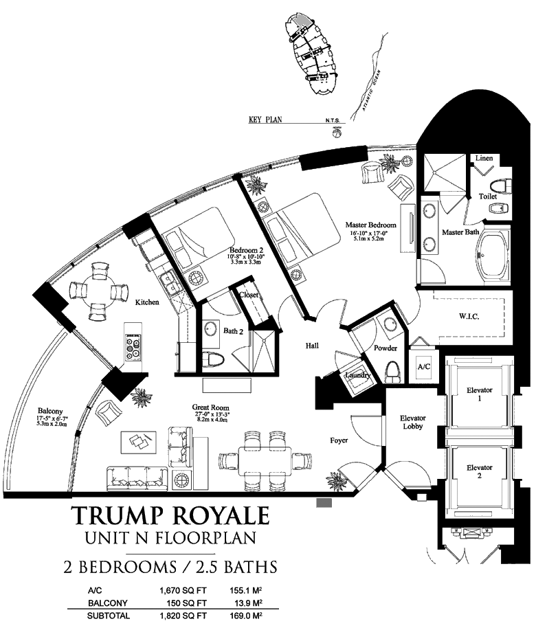 Trump Royale Sunny Isles Beach Floor Plan Condo N,MLS