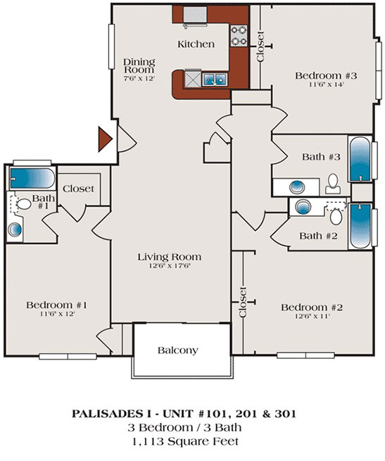 Palisades USC Apartments Floor Plans 1210 and 1226 W