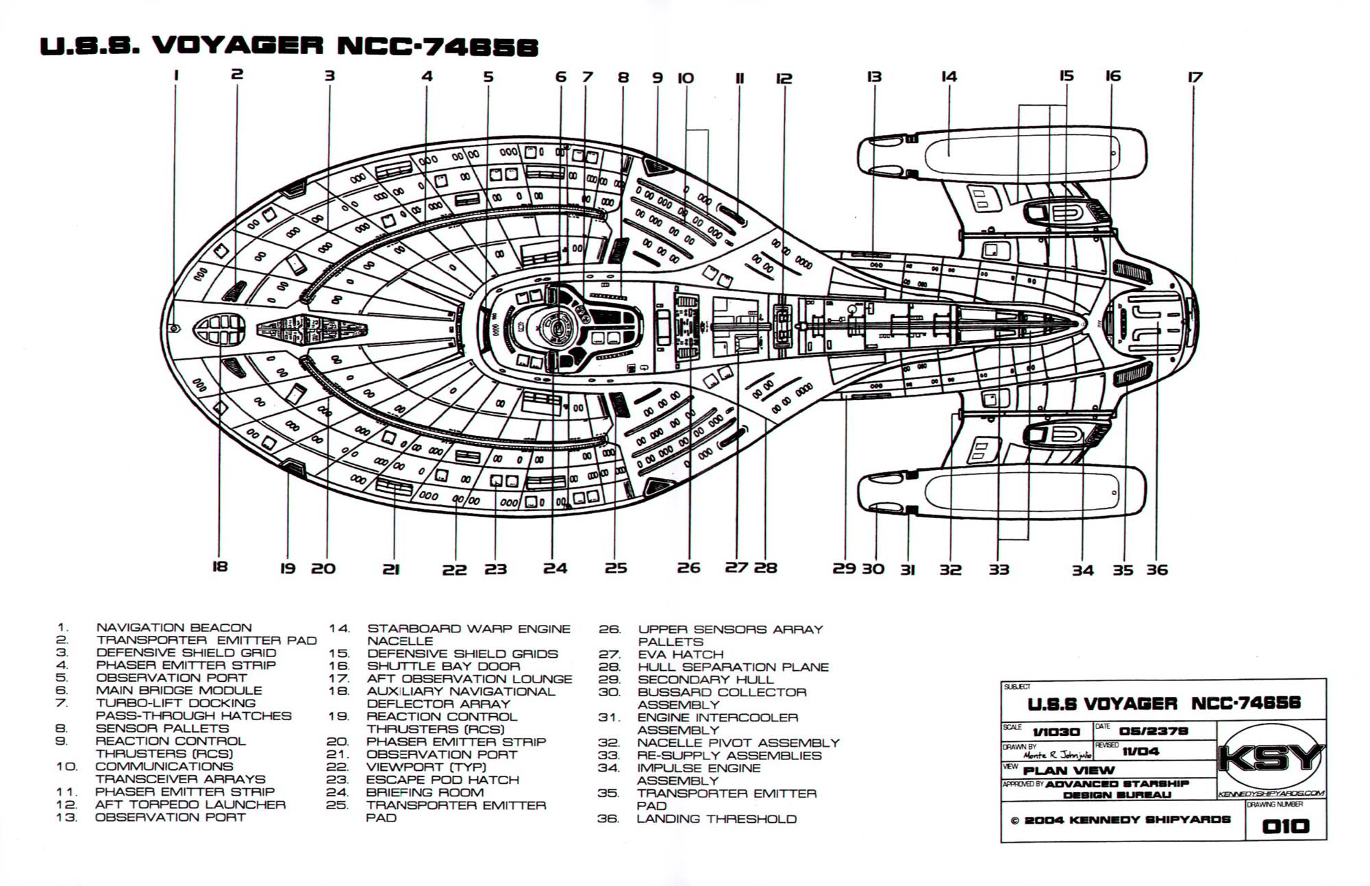 Star Trek Blueprints Intrepid Class Starship U.S.S