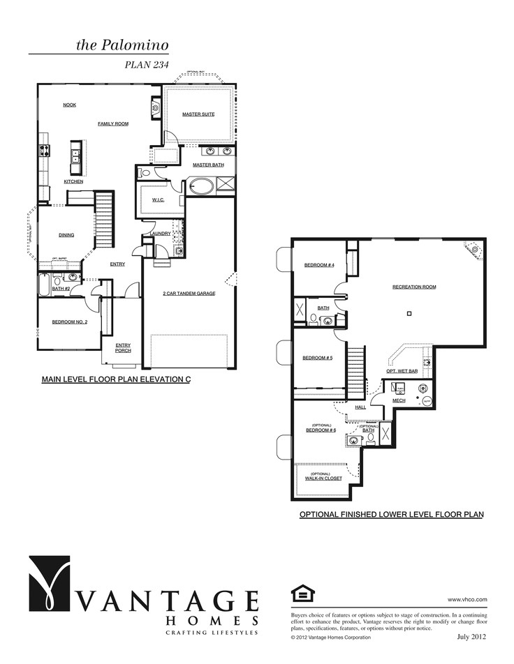 Vantage Homes Floor Plans