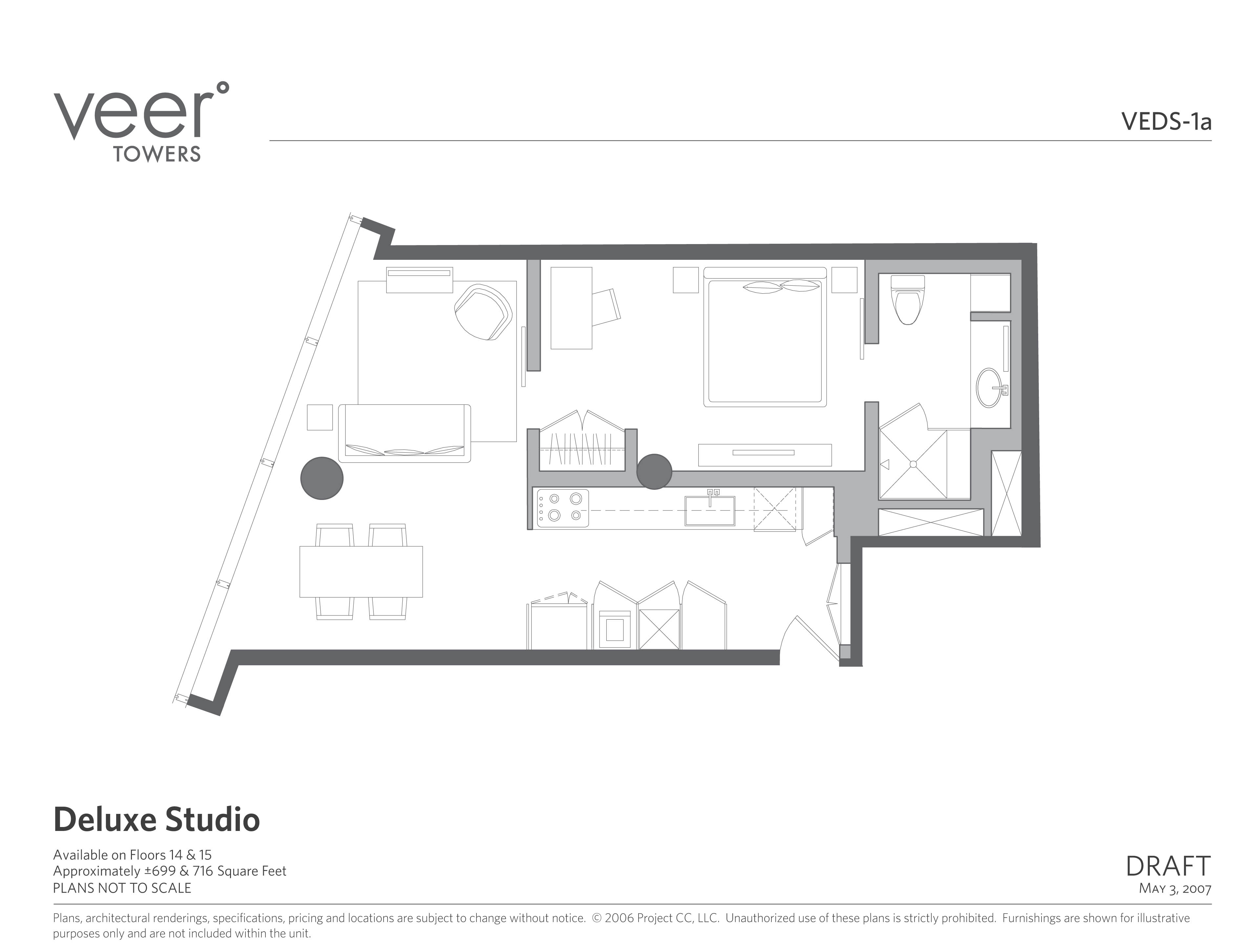 Veer Towers Deluxe Studio Floorplan copy Las Vegas