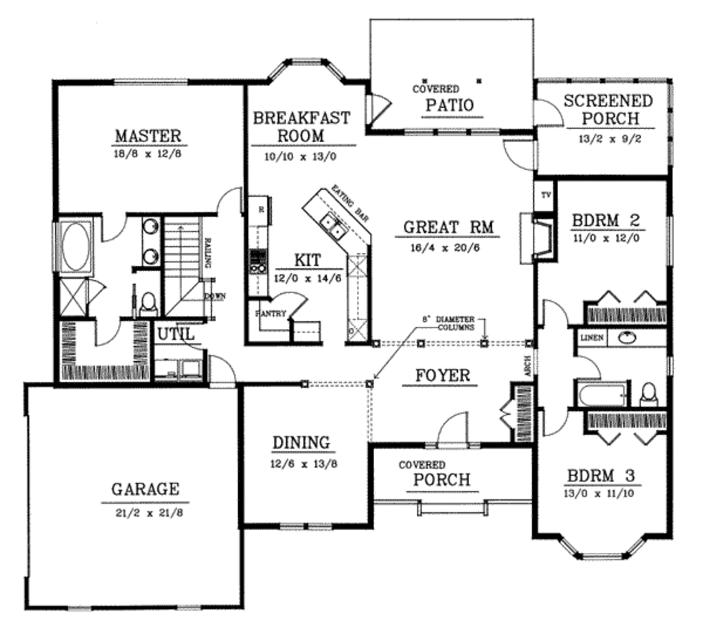 Traditional Style House Plan 3 Beds 2 Baths 2200 Sq/Ft