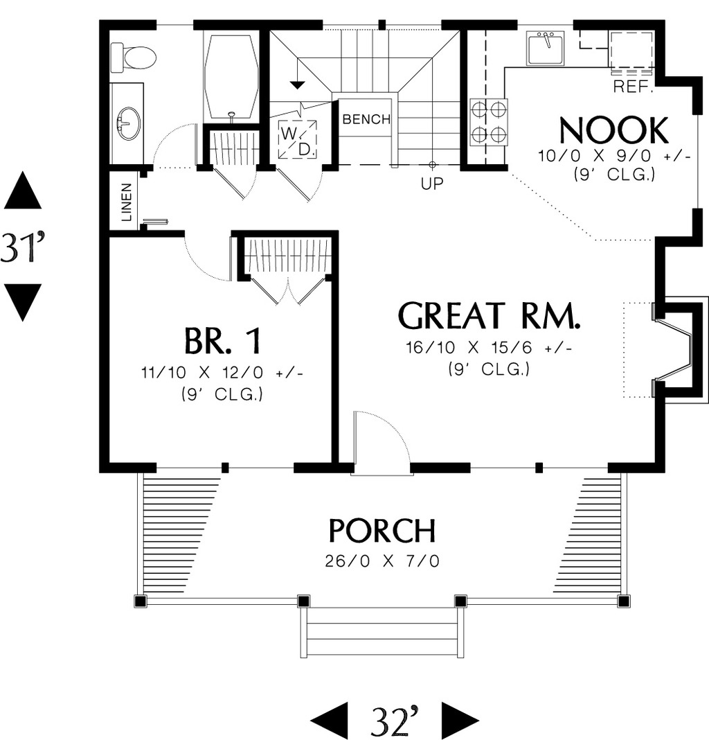 Log Style House Plan 1 Beds 1 Baths 950 Sq/Ft Plan 48