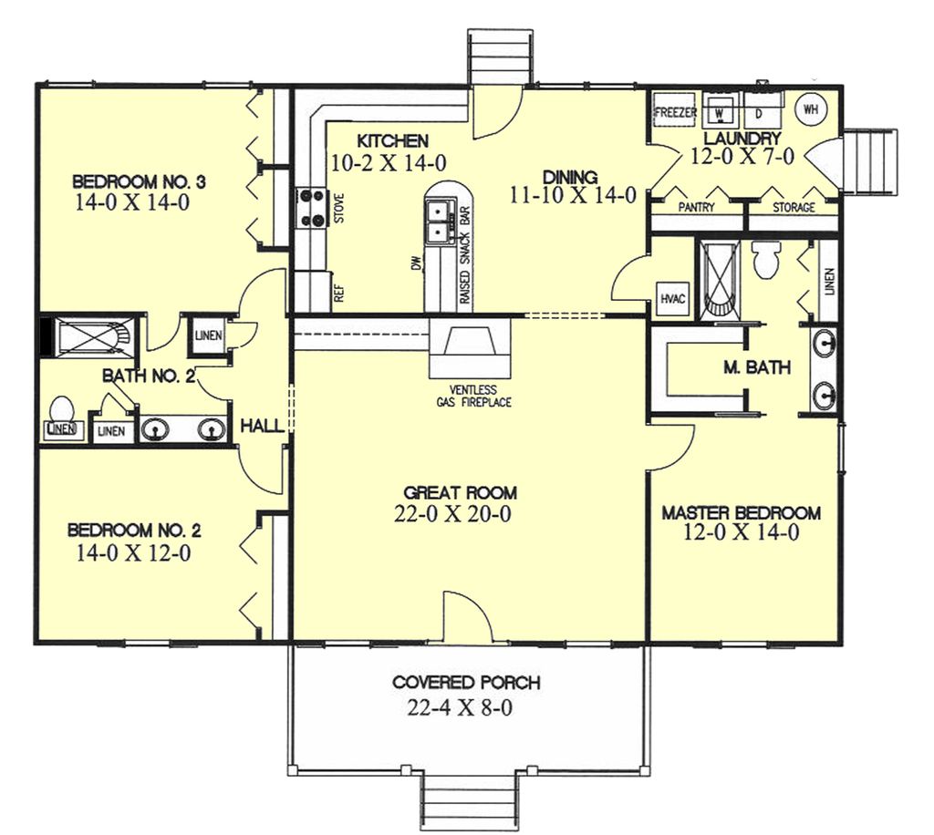 Ranch Style House Plan 3 Beds 2 Baths 1700 Sq/Ft Plan