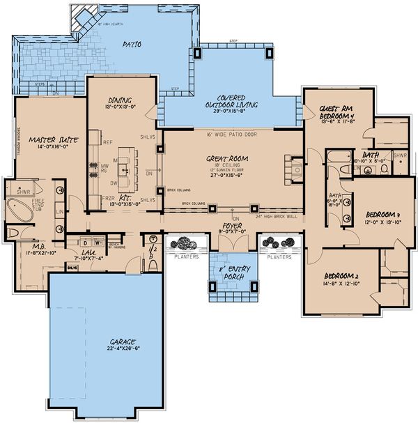 Prairie Style House Plan 4 Beds 3.5 Baths 2681 Sq/Ft