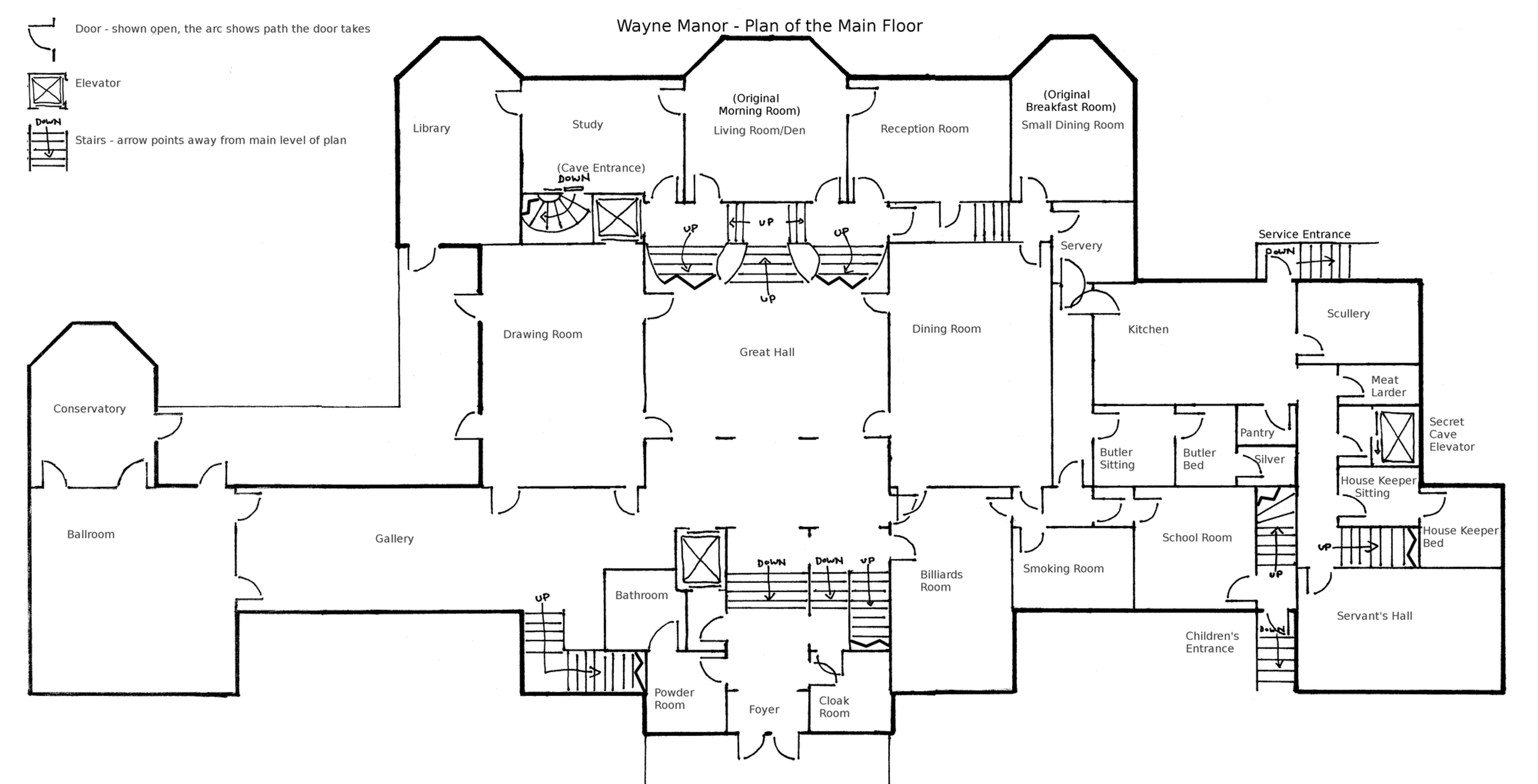 Wayne Manor Main Floor Plan by geckobot on DeviantArt