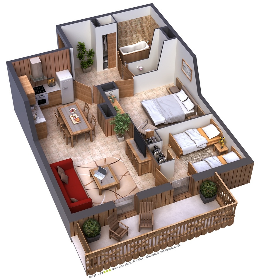 25 Two Bedroom House/Apartment Floor Plans