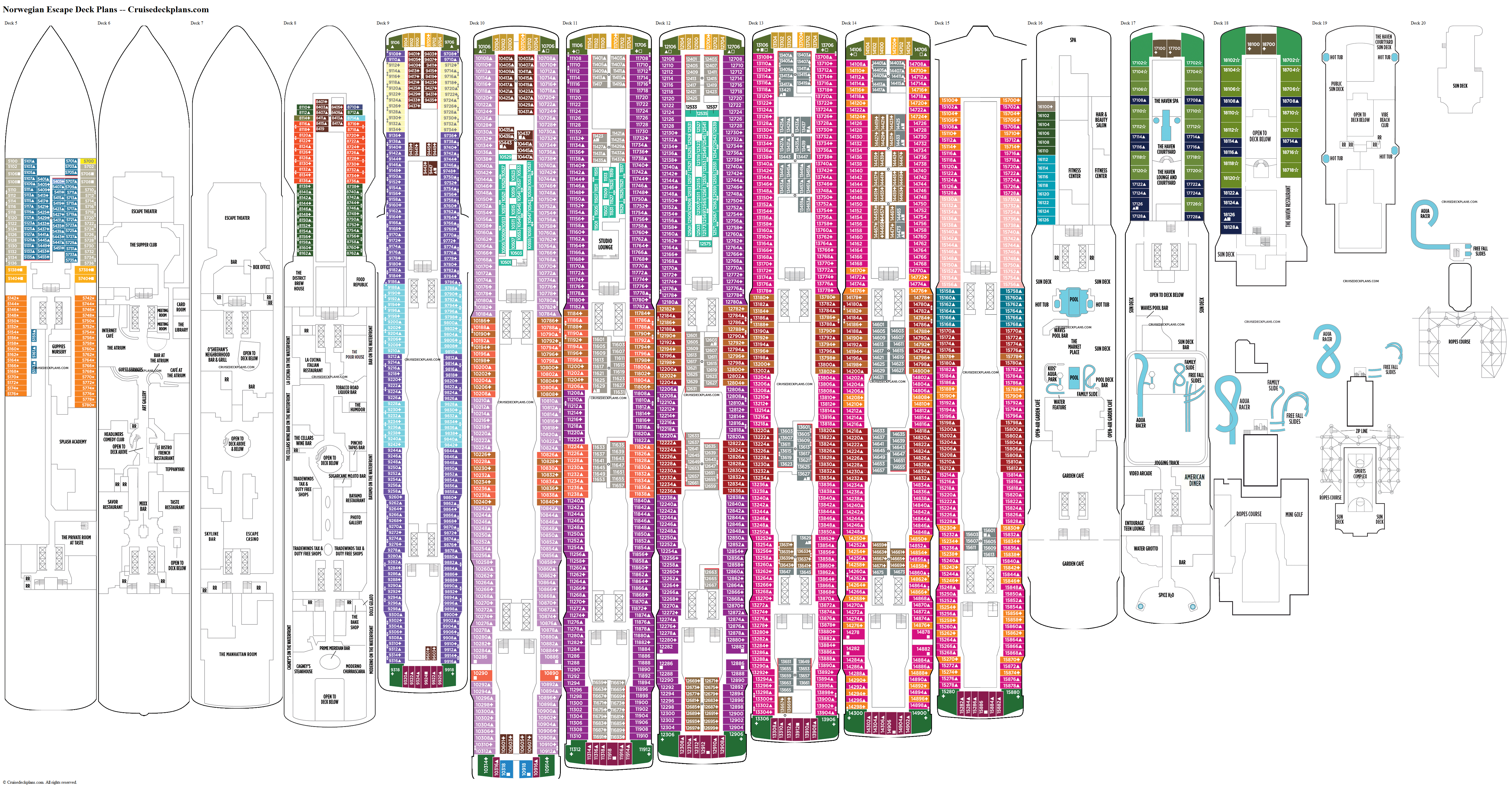 Norwegian Escape Deck 15 Deck Plan Tour