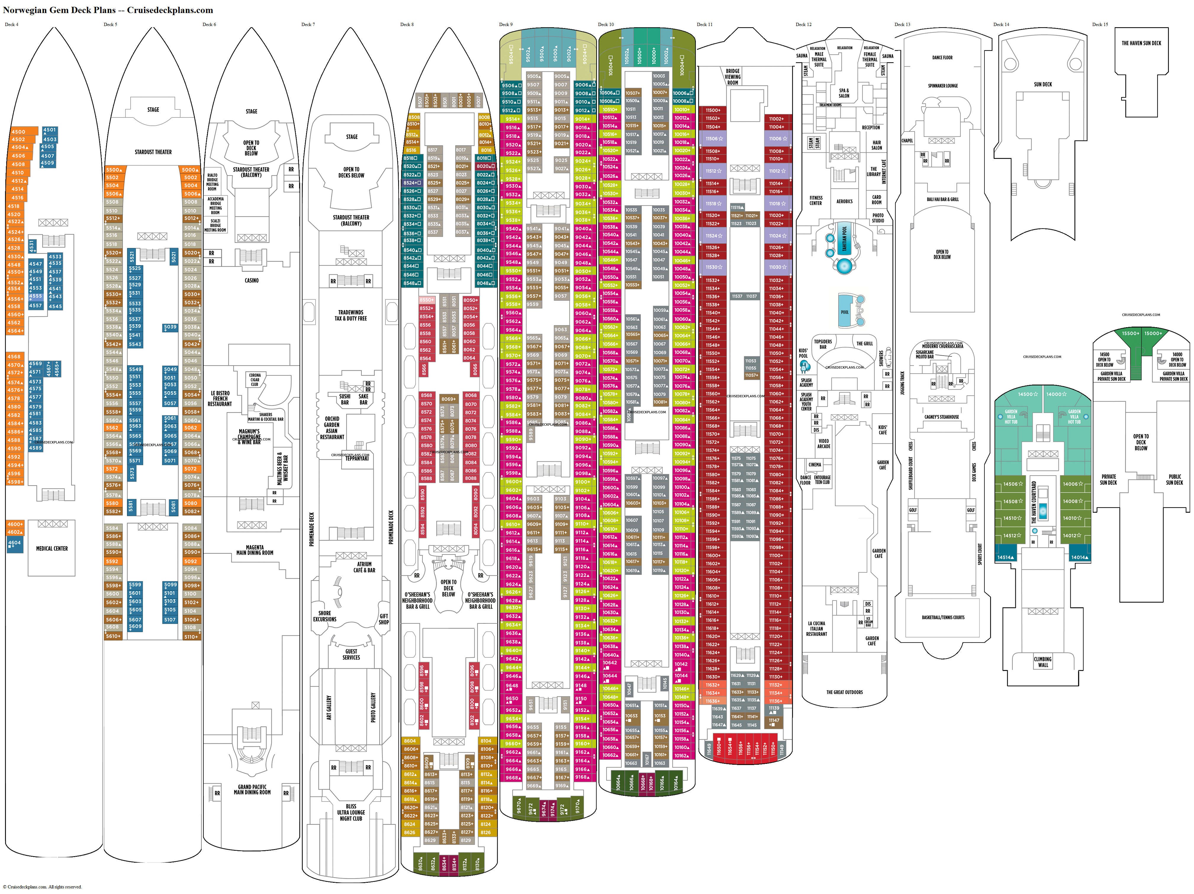 Norwegian Gem Deck 4 Deck Plan Tour