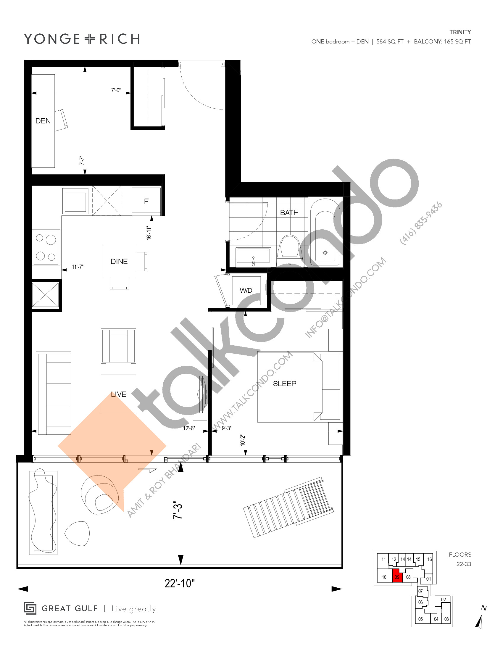 Yonge + Rich Condos Chestnut 494 sq.ft. 1 bedroom